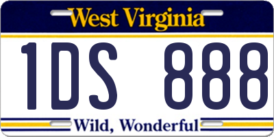WV license plate 1DS888