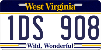WV license plate 1DS908