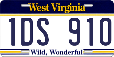 WV license plate 1DS910