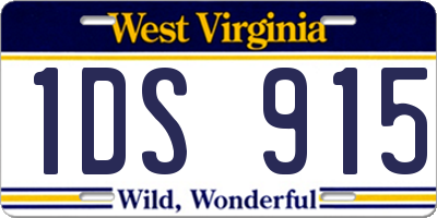 WV license plate 1DS915