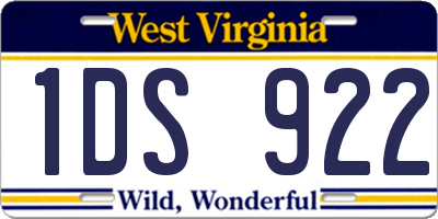 WV license plate 1DS922