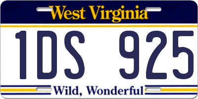 WV license plate 1DS925