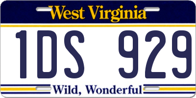 WV license plate 1DS929