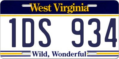 WV license plate 1DS934