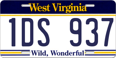 WV license plate 1DS937