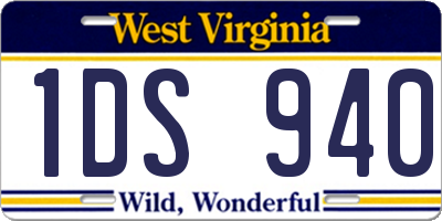 WV license plate 1DS940