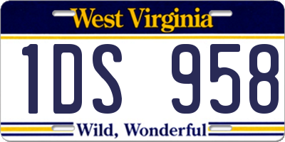 WV license plate 1DS958