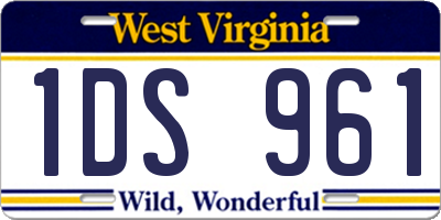 WV license plate 1DS961