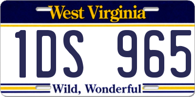WV license plate 1DS965