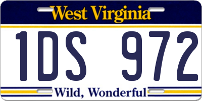 WV license plate 1DS972