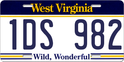 WV license plate 1DS982