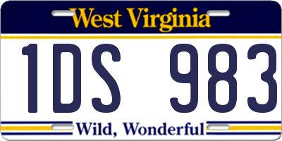 WV license plate 1DS983