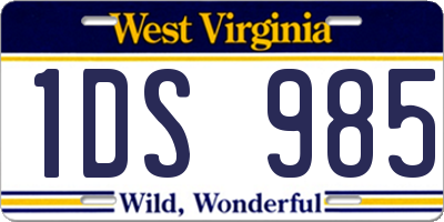 WV license plate 1DS985