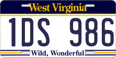 WV license plate 1DS986