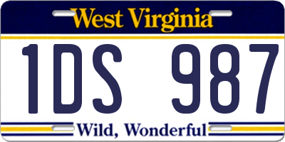 WV license plate 1DS987