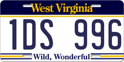 WV license plate 1DS996
