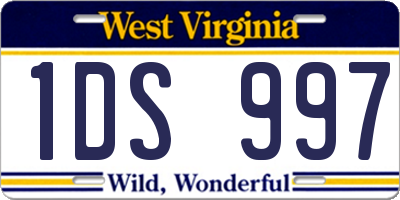 WV license plate 1DS997