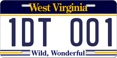 WV license plate 1DT001