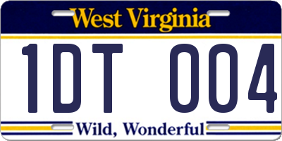 WV license plate 1DT004