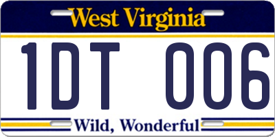 WV license plate 1DT006