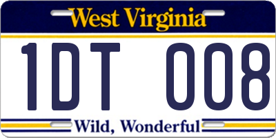 WV license plate 1DT008