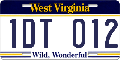 WV license plate 1DT012