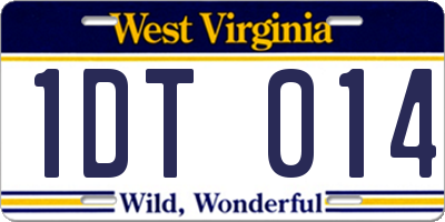 WV license plate 1DT014