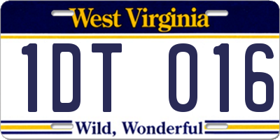 WV license plate 1DT016