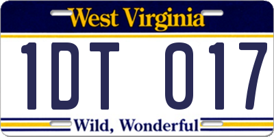 WV license plate 1DT017