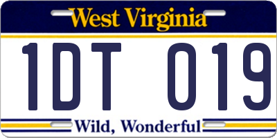WV license plate 1DT019