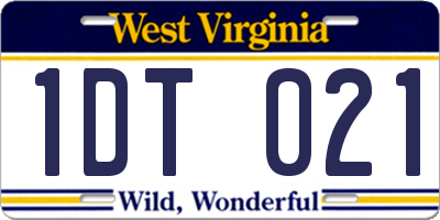 WV license plate 1DT021