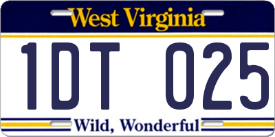 WV license plate 1DT025
