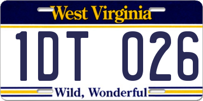 WV license plate 1DT026