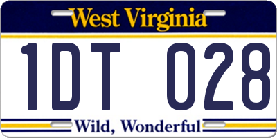 WV license plate 1DT028