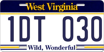 WV license plate 1DT030