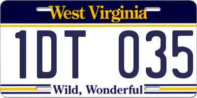 WV license plate 1DT035