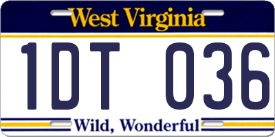 WV license plate 1DT036