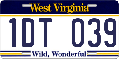 WV license plate 1DT039