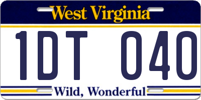 WV license plate 1DT040