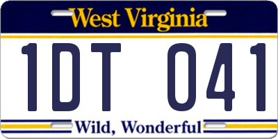 WV license plate 1DT041