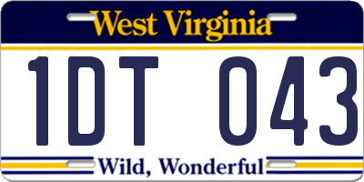 WV license plate 1DT043