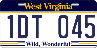 WV license plate 1DT045