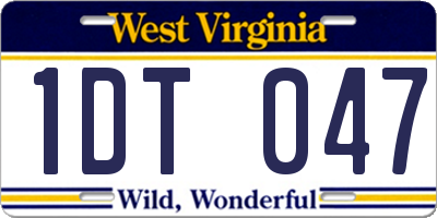WV license plate 1DT047