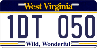 WV license plate 1DT050