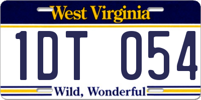 WV license plate 1DT054