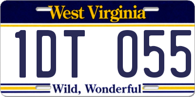 WV license plate 1DT055