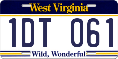 WV license plate 1DT061