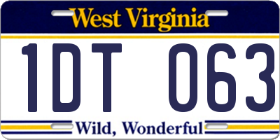 WV license plate 1DT063