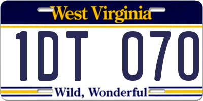 WV license plate 1DT070