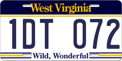 WV license plate 1DT072